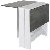 Wyctin - Hofuton Table console pliable 2-4 personnes bois béton et blanc