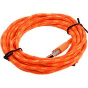 3 metres Cable des donnees usb tresse mini et Cable de chargeur de synchronisation pour telephone portable - Orange