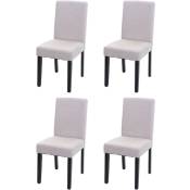4x chaise de salle à manger chaise de cuisine Littau - textile, beige crème, pieds foncés