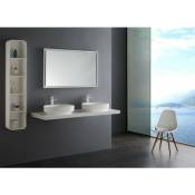Bernstein - Miroir rectangulaire design, cadre blanc avec éclairage led fonction tactile pour salle de bain et toilettes - 2115 - largeur