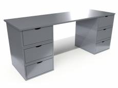 Bureau long en bois 6 tiroirs cube gris aluminium BUR6T-Ga