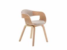 Chaise de bureau sans roulettes visiteur en tissu et bois design retro et confort maximal naturel et crème bur10538