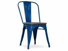 Chaise de salle à manger - design industriel - bois et acier - nouvelle édition - stylix bleu foncé