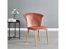Chaise en velours vintage rose poudré elsa - salle à manger, salon, coiffeuse ou bureau
