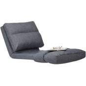 Chaise longue Fauteuil Relax Matelas pliant Dossier réglable Rembourrage Coussin d'intérieur Pouf 194 cm gris - Relaxdays