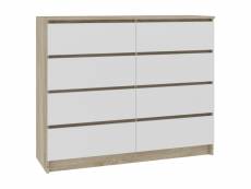 Cupid - commode de chambre 8 tiroirs larges - 120x99x40cm - meuble de rangement - style scandinave - double finition - sonoma/blanc