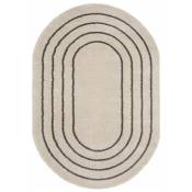Décoweb - Tapis ovale en matière douce recyclée - Masha - Crème et taupe - 160 x 230 cm