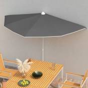 Demi-parasol de jardin avec mât 180x90 cm Anthracite - The Living Store - Anthracite