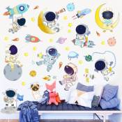Dessin animé créatif Cosmos espace planète astronaute autocollant mural chambre d'enfants décoration murale pvc autocollant étanche