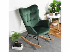 Fauteuil à bascule fauteuil relax de luxe velours vert scandinave