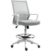 Fauteuil de bureau chaise de bureau assise haute réglable dim. 64L x 59l x 104-124H cm pivotant 360° maille respirante gris - Gris
