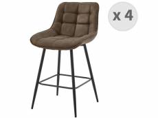 Grant - fauteuil de bar vintage en microfibre marron et métal noir (x4)