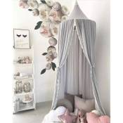gris 60CM Ciel de lit enfant, décoration de chambre d'enfant en forme de dôme, en coton, moustiquaire, Princesse Jeux pour enfants tentes, Décoration