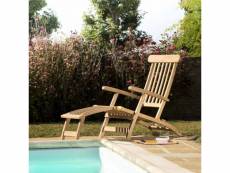 Harris - chaise longue de jardin en bois teck brut