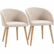 Homcom - Chaises de visiteur design scandinave - lot de 2 chaises - pieds inclinés effilés bois caoutchouc - assise dossier accoudoirs ergonomiques