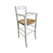 Iperbriko - Chaise haute bébé 708 bois blanc et assise paille