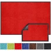 Karat - Tapis de Porte Paillasson d'entrée Monochrom Rouge 120 x 180 cm - Rouge