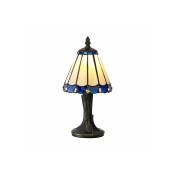 Lampe de table Tiffany Calais 1 Ampoule Bleu 16 Cm - Doré