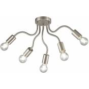 Lampe Spoutnik argent plafonnier 5 flammes plafonnier orientable chambre, spot flexible, métal, 5x E27, DxH 60x30 cm
