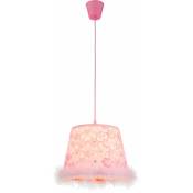 Lampe suspendue plafonnier salle de jeux tissu fille spots roses dans un ensemble comprenant des ampoules LED
