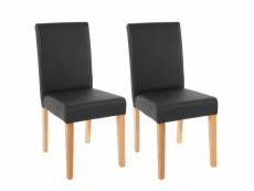 Lot de 2 chaises de séjour littau ~ simili-cuir, noir mat, pieds clairs