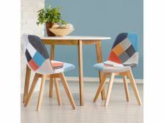 Lot de 2 chaises scandinaves sara motifs patchworks multi-couleurs