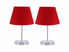 Lot de 2 lampes de table accensa h37cm tissu rouge