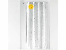 Lot de 2 rideaux a oeillets 140 x 260 cm polyester métallisé bloomy blanc/argent RIDEAUX20211430DA