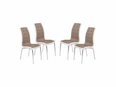 Lot de 4 chaises en cuir synthétique 42 x 63 x 100 cm - cappuccino/blanc 4809