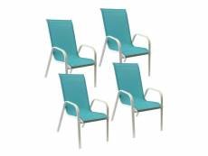 Lot de 4 chaises marbella en textilène bleu - aluminium blanc