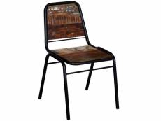 Lot de 6 chaises de salle à manger cuisine style industriel bois de récupération solide cds022243