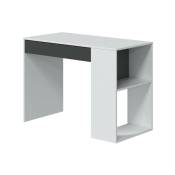 Loungitude - Bureau domi avec tiroir et étagère intégrée - Blanc et gris - Gris/blanc