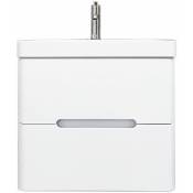 Meuble salle de bain avec vasque/lavabo fidji 60 suspendu laqué Blanc brillant avec plan en résine