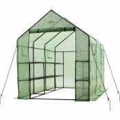 Mini Serre de Jardin | Tente Abri pour Légume, Plantes en Polyéthylène Vert | 12 Étagères | 170 x 297 x 210 cm