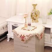 Nappe de mariage de style europeen brode de dentelle florale housses anti-poussiere pour la decoration de table table fete a la 110cm110cm