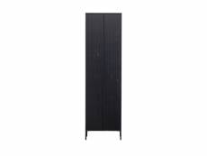 New gravure - colonne de rangement en bois 2 portes 1 tiroir h210cm - couleur - noir