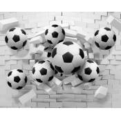 Papier peint Walltastic ballons de football 3D noir