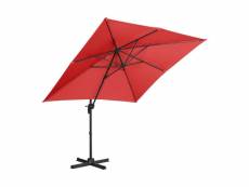 Parasol de jardin meuble abri terrasse carré 250 x 250 cm pivotant rouge helloshop26 14_0002675