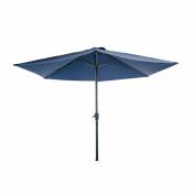 Parasol Rond 3 m Bleu Aluminium et Polyester Ouverture Avec Manivelle - Mobilier de Jardin - Parasol droit - Bleu