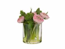 Paris prix - composition florale renoncule "vase" 21cm rose