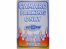 "plaque camaro parking flammes chevrolet tole publicitaire"
