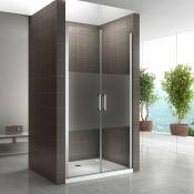 Porte de douche hauteur 180 cm en verre semi-transparent