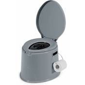 Relax4life - Toilette Portable avec Couvercles et Poignée, wc de Camping avec Seau Amovible et Porte Rouleau de Papier, Charge Max 200KG, pour
