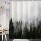 Rideaux de douche forêt brumeuse, rideau de douche nature, rideau de douche Woodland, rideau de bain arbre magique brouillard fantastique pour salle