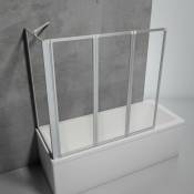 Schulte - Pare-baignoire d'angle pliant, sans percer, paroi - écran de baignoire pivotant à coller, verre 3 mm transparent, 3 volets pliants + 1