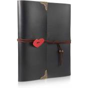 Scrapbook Album Photo en Cuir Livre d'or de Mariage Souvenirs Bricolage avec 60 Pages Noires Cadeau pour Saint-Valentin Anniversaire Noël Voyage