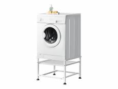 Socle avec étagère extensible pour machine à laver support lave-linges standard pieds antidérapants capacité de charge 150 kg acier laqué 63 x 54 x 41