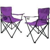 Spetebo - Chaise de camping pliante avec porte-boisson - set de 2 - violet - chaise de camping pliante avec sac de transport - chaise pliante pour