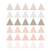 Stickers mureaux en vinyle triangles rose et gris tourterelle