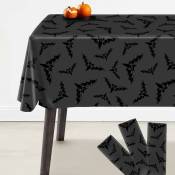 Sunxury - Nappe d'Halloween noire en plastique - Grande 54 x 90 pouces, paquet de 3 Nappes d'Halloween en plastique noir Décorations de table